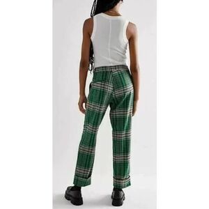 NWT Free People All For Me Plaid Low Rise Green Cuffed Pants Women’s Size 6